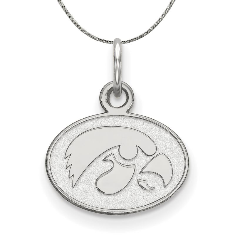 Sterling Silver U. Of Iowa Xs (Tiny) Oval Disc Necklace - 20 Inch